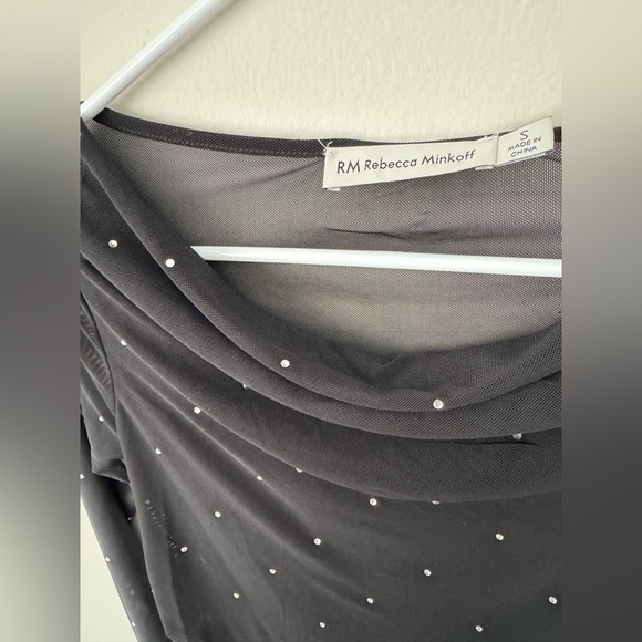 Rebbeca Minkoff Black Blouse Semi-Transparent Size S NWOT - Picture 6 of 8